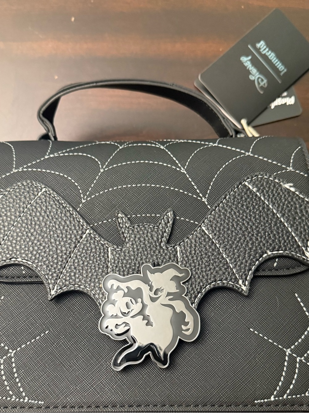 Mickey and Minnie Spiderweb and Bats Crossbody Bag Loungefly NWT GLOWS - Picture 12 of 12